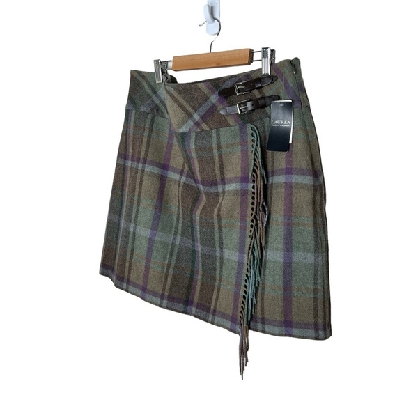 Lauren Ralph Lauren Women’s Plaid Fringe Trim Tweed Mini Skirt - Picture 7 of 16